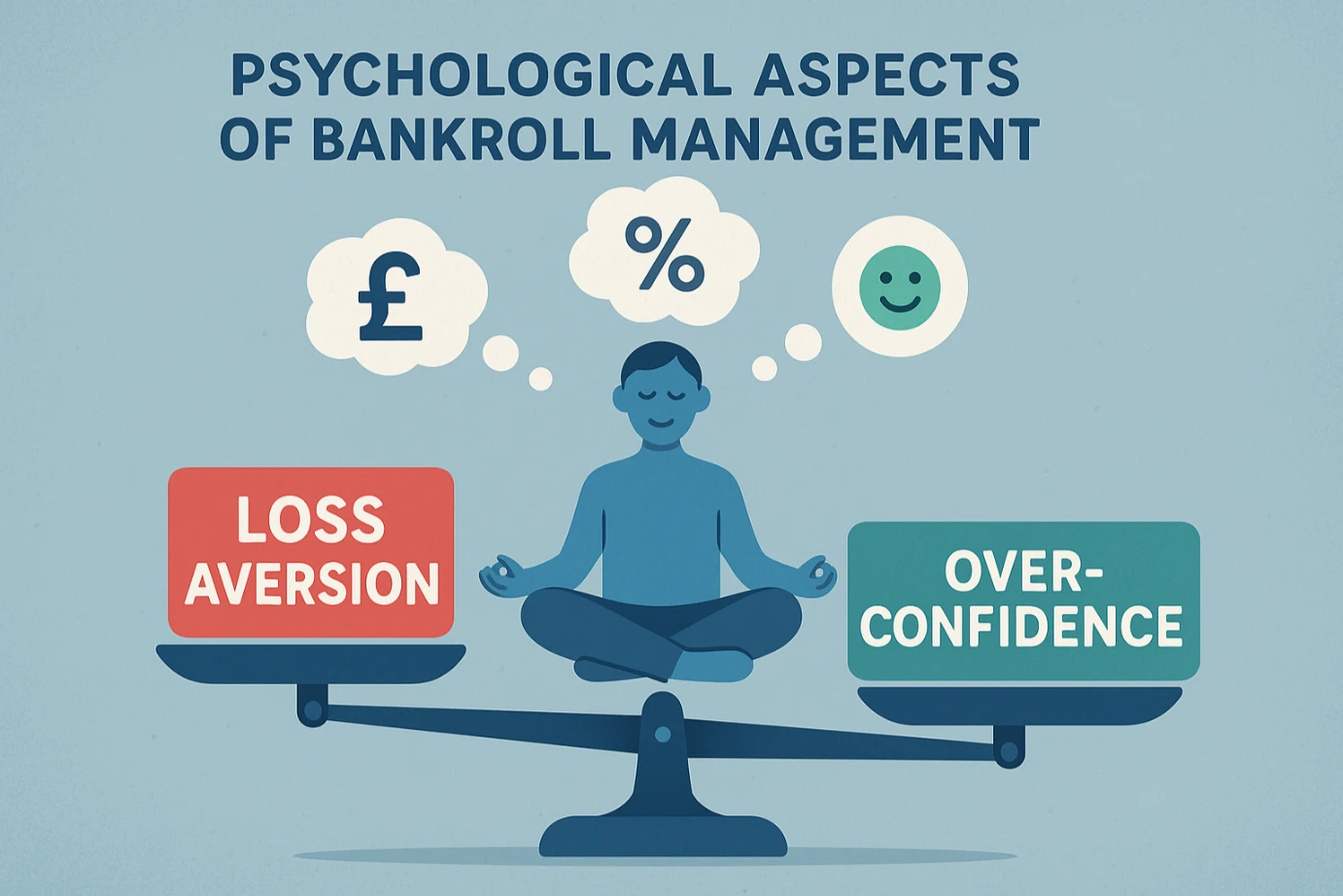Illustration showing psychological balance between loss aversion and overconfidence in betting