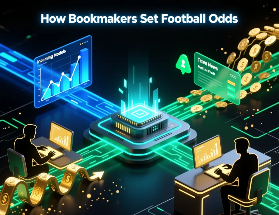 How bookmakers set football betting odds process diagram