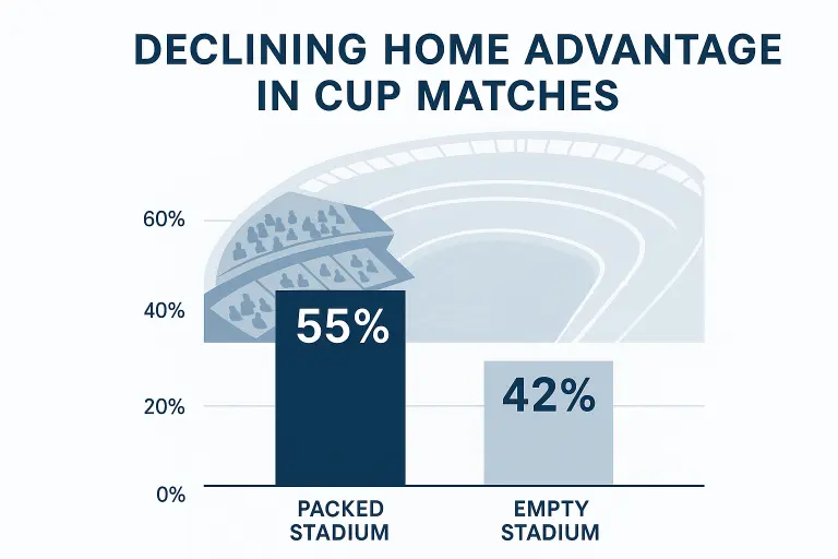 Statistical chart showing declining home advantage in cup matches