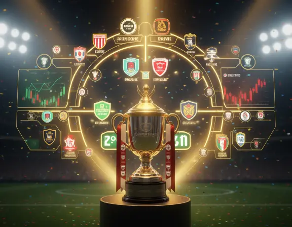Carabao Cup trophy with semi-final and final stage tournament visualization