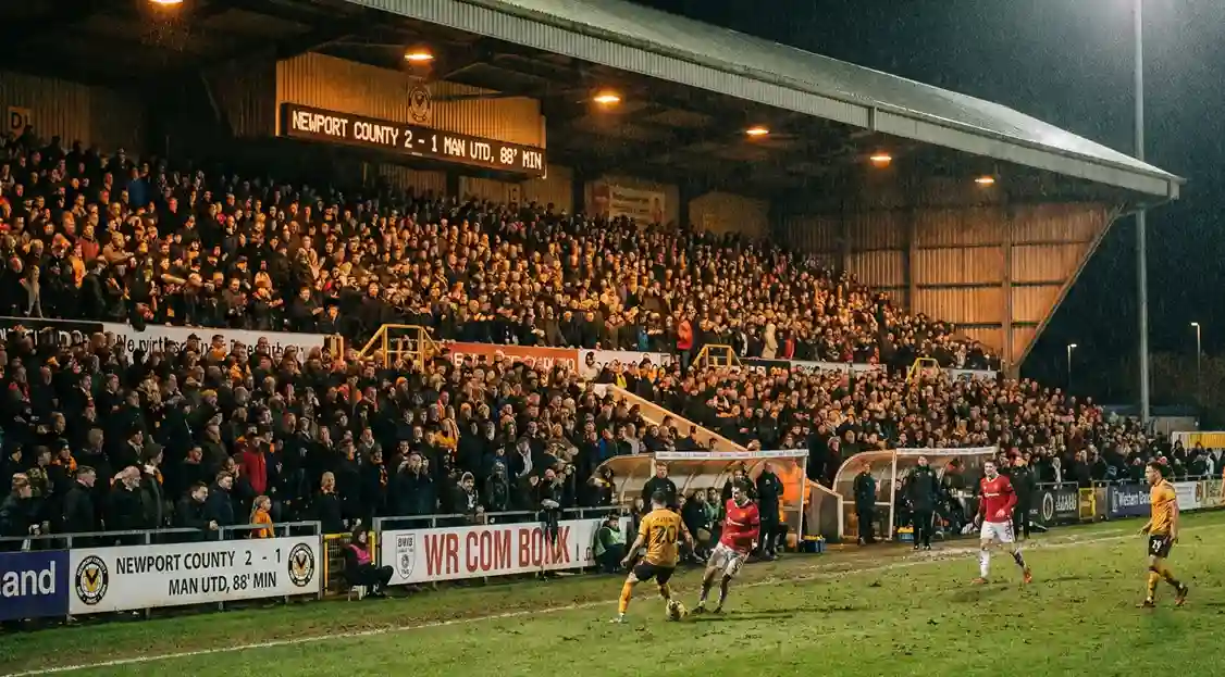 Lower league football club stadium during a cup match against Premier League opposition