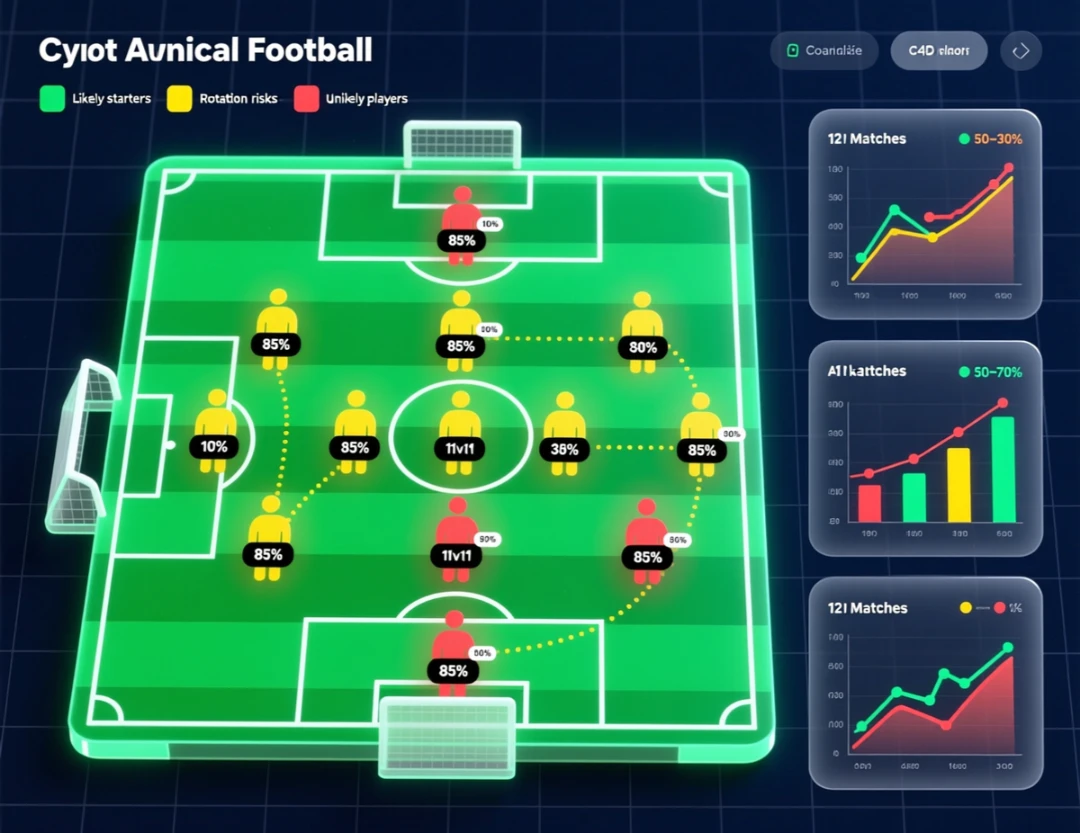 Football pitch diagram showing player position probabilities and rotation patterns