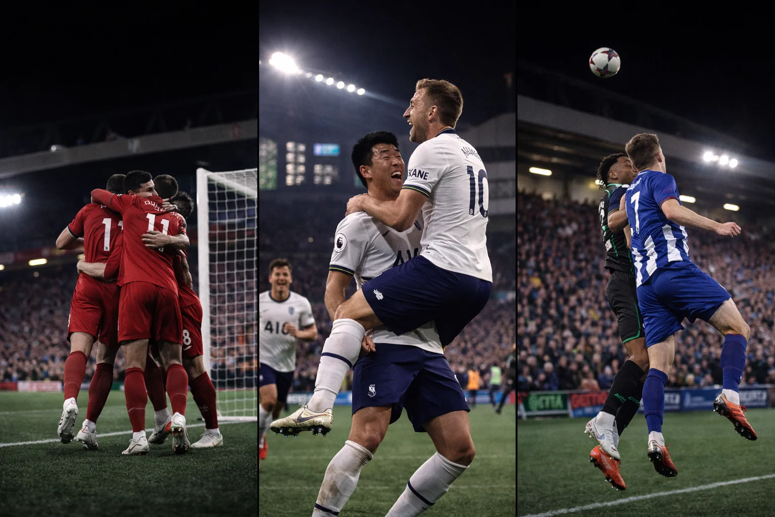 Three football matches displayed together representing a treble accumulator bet