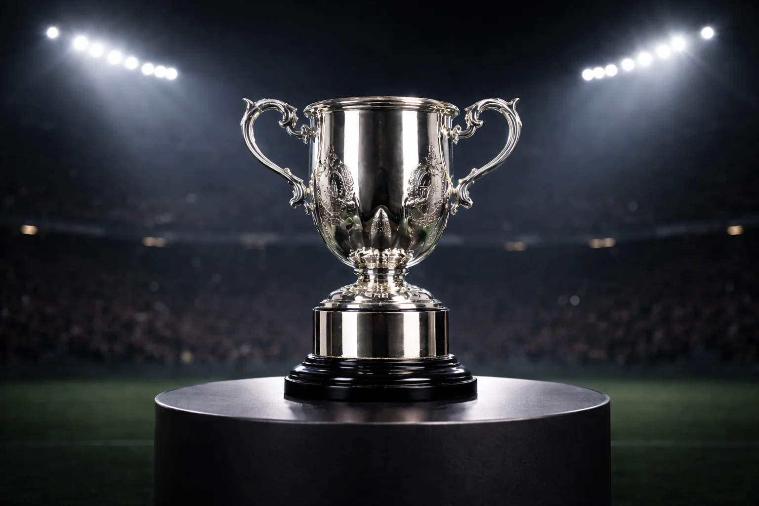 Football trophy on display representing the motivation to win silverware